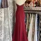 Burgundy Retro V-neck Lace Long Ball Gown Mermaid Evening Dress Party Dress nv2354