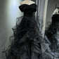 Black shimmering long tulle ball gown NV6629