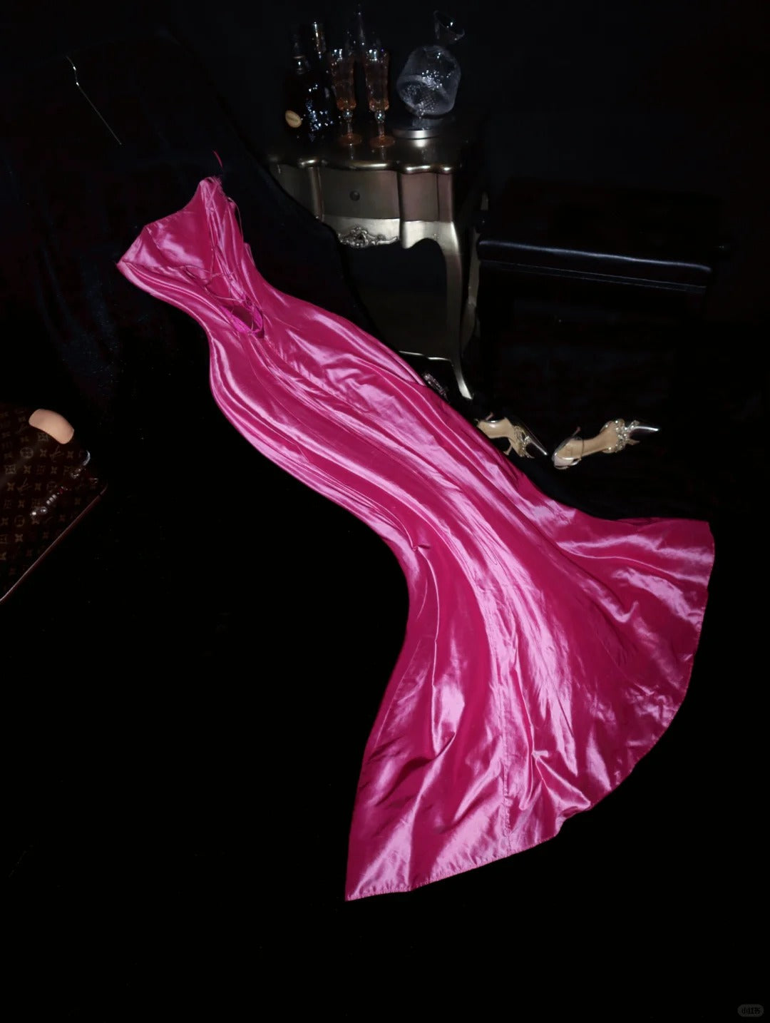 Pink One Shoulder Fashion Elegant Long Satin Prom Dress Evening Dress Party Dress nv4686
