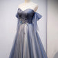Blue Sweetheart Tulle with Lace Party Dress, Blue Long Formal Dress nv1433