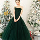 Green Off Shoulder Tulle Tea Length Party Dress A-Line Evening Gown Ball Gown nv2163