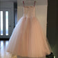 Pink cute sweet fashion A-line exquisite beaded spaghetti straps long tulle formal prom dress evening dress party dress homecoming dress nv3685