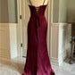 Burgundy elegant fashion new arrival exquisite corset long satin floor-length sexy slit ball gown evening dress party dress nv3647