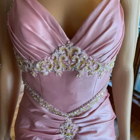 Pink Gorgeous Exquisite Beading Long Taffeta Ball Gown Evening Dress Party Dress nv3659