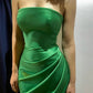 Emerald green off-shoulder split long-sleeved fishtail ball pleated long dress evening dress nv1770