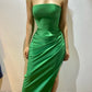 Emerald green off-shoulder split long-sleeved fishtail ball pleated long dress evening dress nv1770