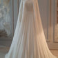 Ivory white gorgeous exquisite lace beading A-line long tulle cape ball gown evening dress wedding dress nv8