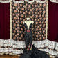 Black floral beaded long mermaid fishtail ball gown evening dress quinceanera dress nv4641