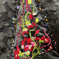Black floral beaded long mermaid fishtail ball gown evening dress quinceanera dress nv4641