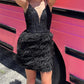 Black Feathered Sequin Slim Fit Homecoming Dress Party Dress Prom Dress nv2054