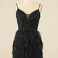 Black Feathered Sequin Slim Fit Homecoming Dress Party Dress Prom Dress nv2054