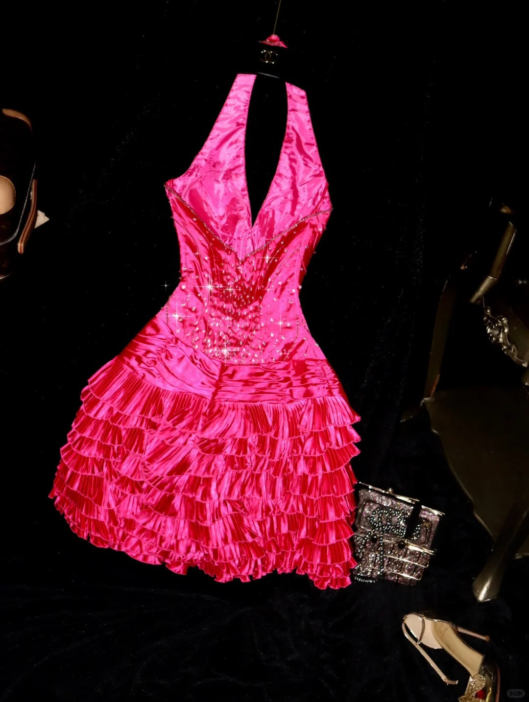 Pink Gorgeous Fashion Homecoming Dress Short Satin Prom Dress Party Dress nv4312