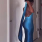 Blue simple fashion elegant gradient one shoulder slim long ball gown prom dress evening dress party dress nv2625