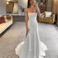 White wedding dress, off-shoulder wedding dress, simple style bridal dress with train nv1748