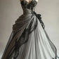 Dark Luxury Style Grey-Black Gradient Lace Strapless Ballgown - Dinner & Retro Theme Ball Dress NV6395