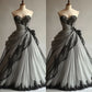 Dark Luxury Style Grey-Black Gradient Lace Strapless Ballgown - Dinner & Retro Theme Ball Dress NV6395