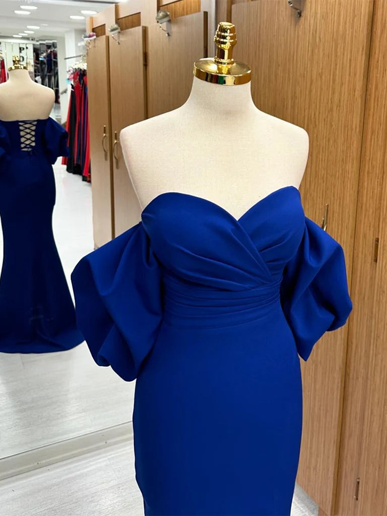 Mermaid Sweetheart Neck Satin Royal Blue Long Prom Dress nv1680