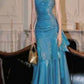 NiceVestidos--Sleeveless Lake Blue Shiny Slim fit Floor length Evening Dress NV5784