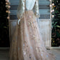 Light-Colored, Exquisite, Elegant, And Fashionable Long Tulle Ball Gown With Star-Patterned Long Sleeves  NV6875