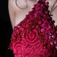 Pink Floral Sequined Long Chiffon Prom Dress Evening Dress Party Dress nv5129