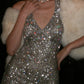 Silver Halter Deep V Sequin Mermaid Evening Gown - Custom Size/Color Formal Dress  NV6542