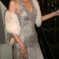 Silver Halter Deep V Sequin Mermaid Evening Gown - Custom Size/Color Formal Dress  NV6542
