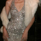 Silver Halter Deep V Sequin Mermaid Evening Gown - Custom Size/Color Formal Dress  NV6542