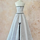 Black and white classic polka dot retro fashion A-line skirt bow tie long floor-length trailing tulle chiffon ball gown evening dress birthday adult ceremony party dress nv4092