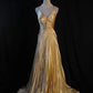 NiceVestidos--Fairy Like Glam Gold Pleated Criss Cross Prom Dress NV5786