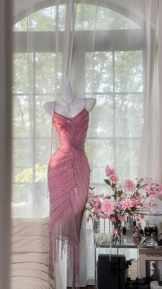 NiceVestidos--Short Homecoming Dress Girls Dress Retro Outfit Vintage Pink Gorgeous Exquisite Beading Short/Medium Length NV5663