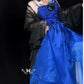 Blue gorgeous exquisite beaded long tulle ball gown evening dress party dress nv4376
