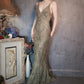 Enchanting dark green vintage long exquisite beaded prom dress nv5434