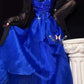 Blue gorgeous exquisite beaded long tulle ball gown evening dress party dress nv4376
