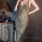 Enchanting dark green vintage long exquisite beaded prom dress nv5434