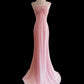 Pink elegant mermaid long chiffon prom dress nv5221