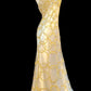 Elegant yellow, beaded satin long mermaid prom dress, evening gown nv5227
