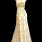 Elegant yellow, beaded satin long mermaid prom dress, evening gown nv5227