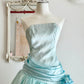 Mint Green Strapless Satin Tea-Length Party Dress  NV6544