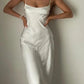 White Solid Color Fashion Elegant Long Satin Wedding Bridesmaid Dress Guest Party Dress Prom Dress Evening Dress Prom Dress nv3936