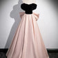 A-Line Sweetheart Neck Off Shoulder Satin Velvet Champagne Long Prom Dresses nv1682