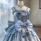 Blue Floral Long/Short Satin Floor Length Ball Gown Evening Gown Adult Dress nv4425