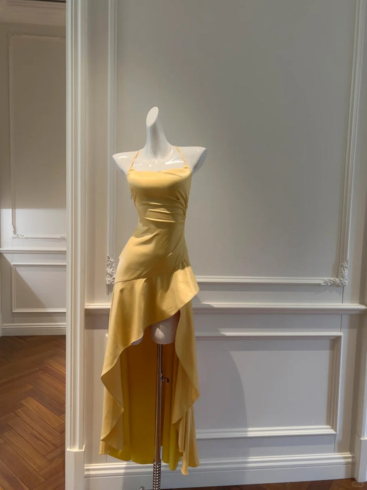 NiceVestidos-Yellow suspenders fashionable long formal homecoming dress hoco dress prom dress nv5487