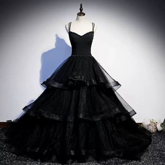 Black Tulle  Long  prom dress evening dress nv54