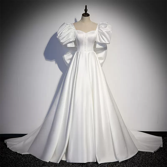 White stain  Long  prom dress evening dress wedding dress nv121