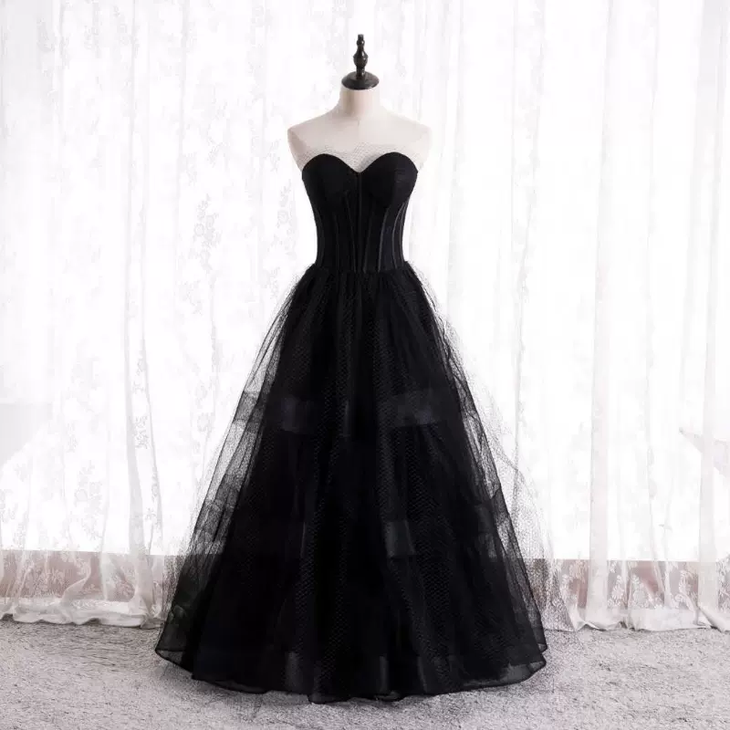Black  tulle Long  prom dress evening dress nv39