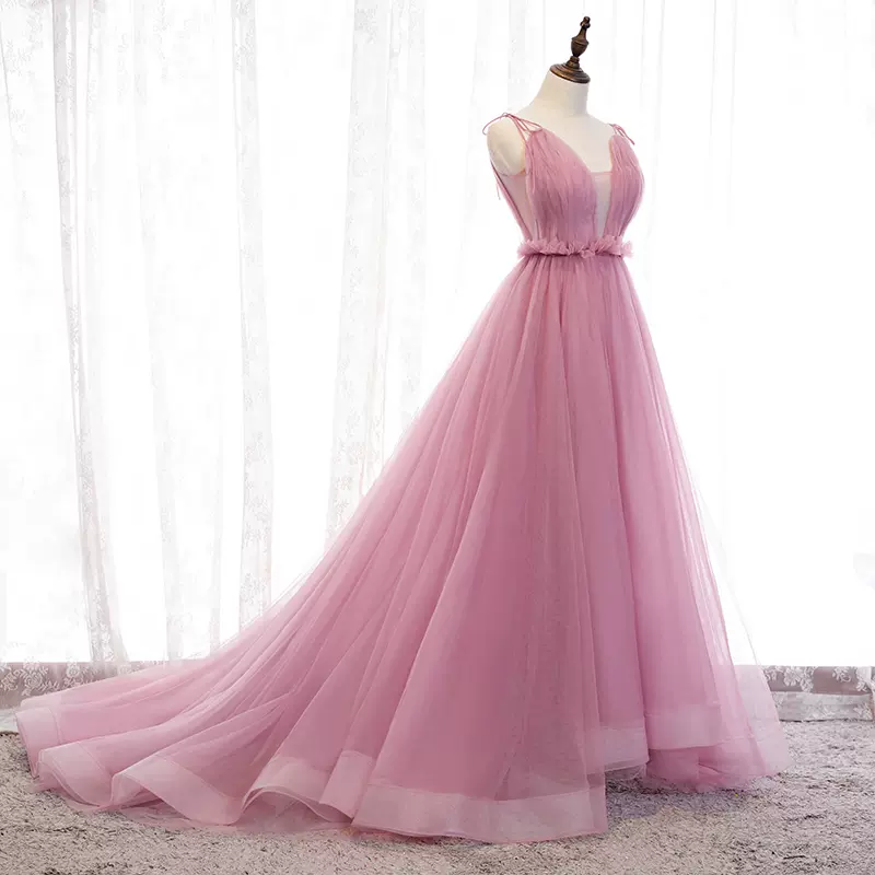 Pink tulle  Long  prom dress evening dress nv98