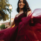 High Low Burgundy Tulle Long Prom Dress, Wine Red High Low Formal Evening Dress nv583