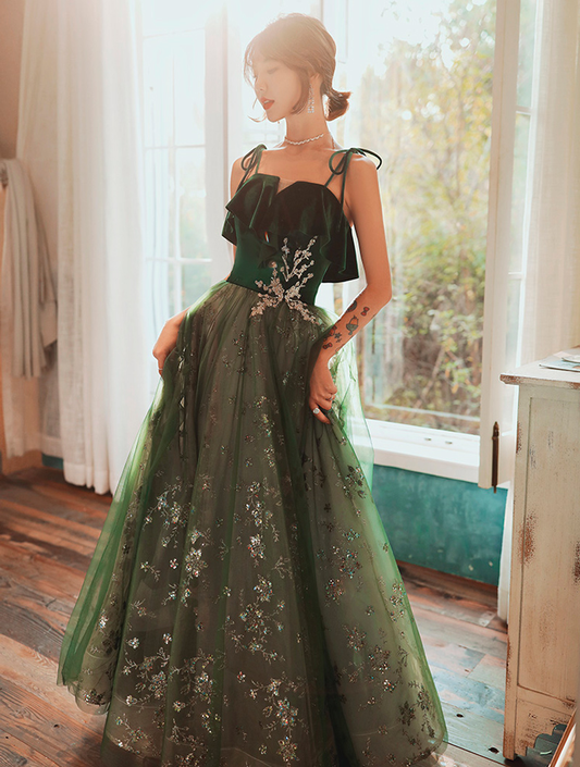 Green Fairy Dream Style Evening Party Prom Long Dress nv586