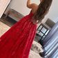 Sparkly Red Long Prom Dress with Pockets nv638