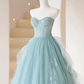 Cute Tulle Strapless Long Prom Dress, A-Line Lace Formal Evening Dress nv604